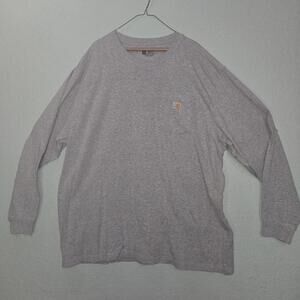 Carhartt Mens 2XL XXL Thick Heavy Duty Work Tee Shirt Loose Fit Gray Long Sleeve